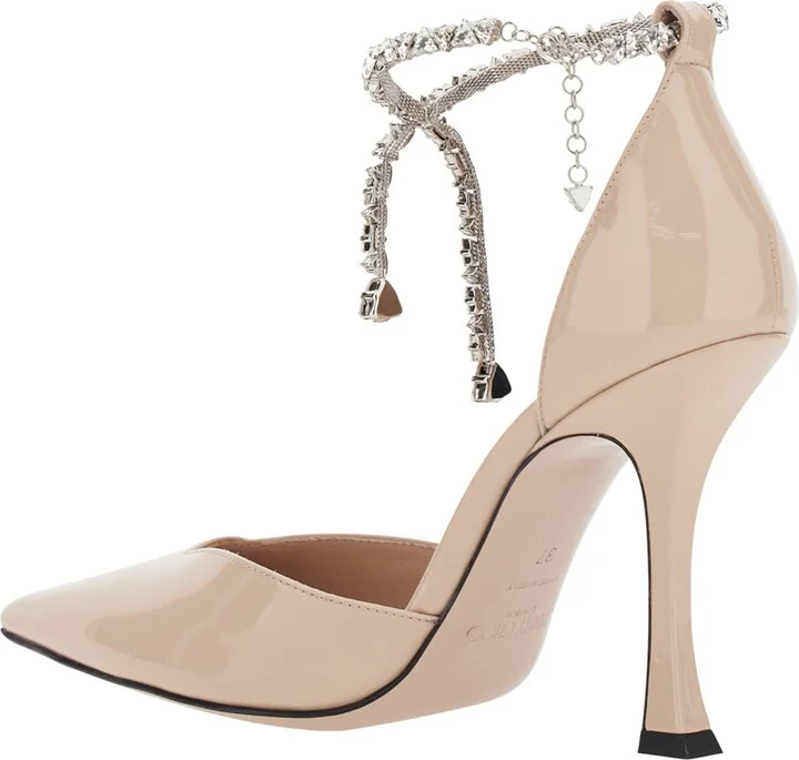 'stevie' Pink Pumps With Rhinestoned Ankle Strap And High Heel In Leather Woman - Image 3