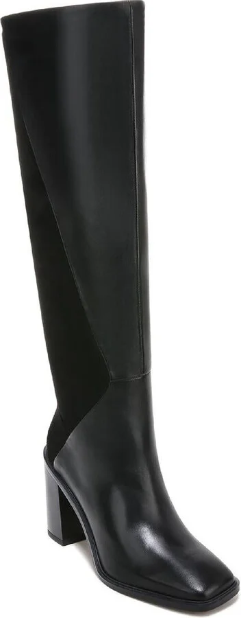 Stevie Womens Leather Square Toe Knee-High Boots