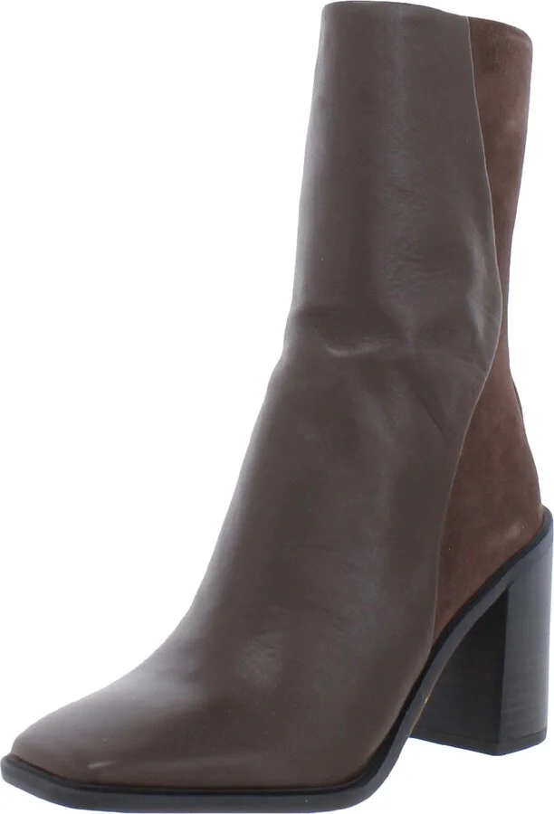 Steviena Womens Leather Square Toe Mid-Calf Boots