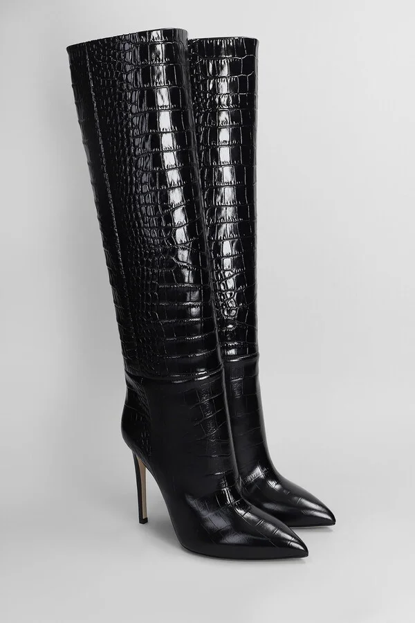 Stiletto Boot High Heels Boots In Black Leather - Image 2