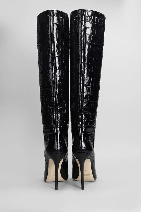 Stiletto Boot High Heels Boots In Black Leather - Image 4
