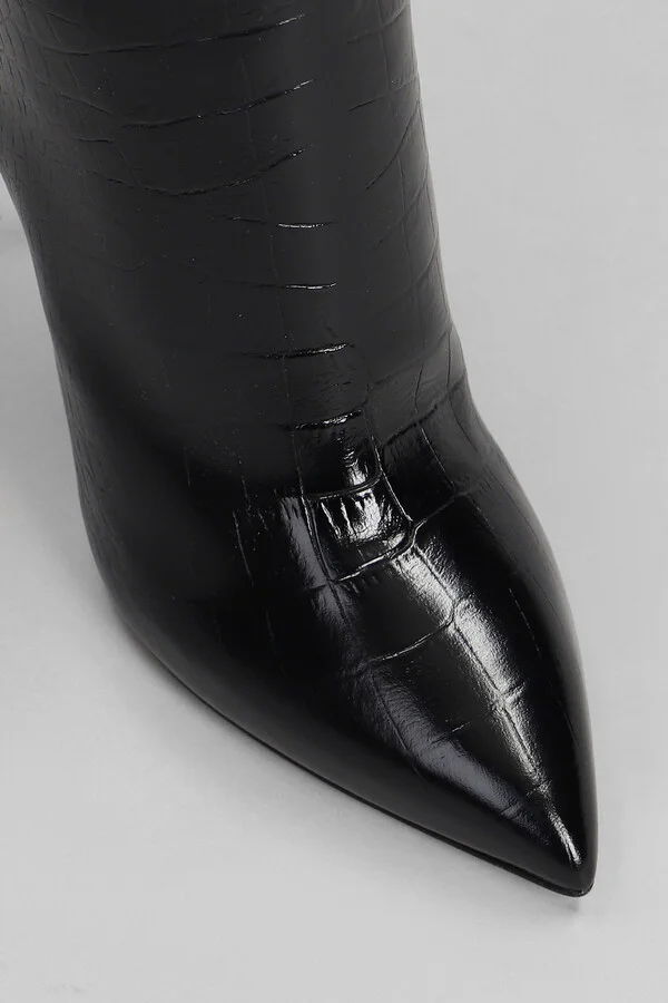 Stiletto Boot High Heels Boots In Black Leather - Image 5