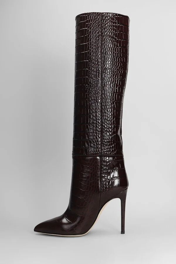 Stiletto Boot High Heels Boots In Bordeaux Leather - Image 3
