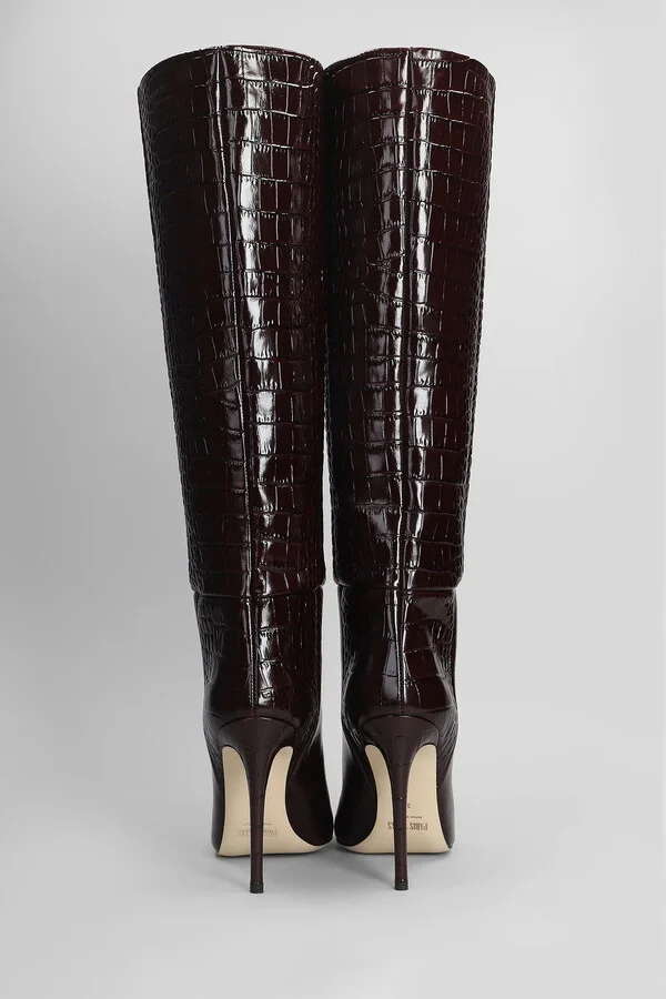 Stiletto Boot High Heels Boots In Bordeaux Leather - Image 4