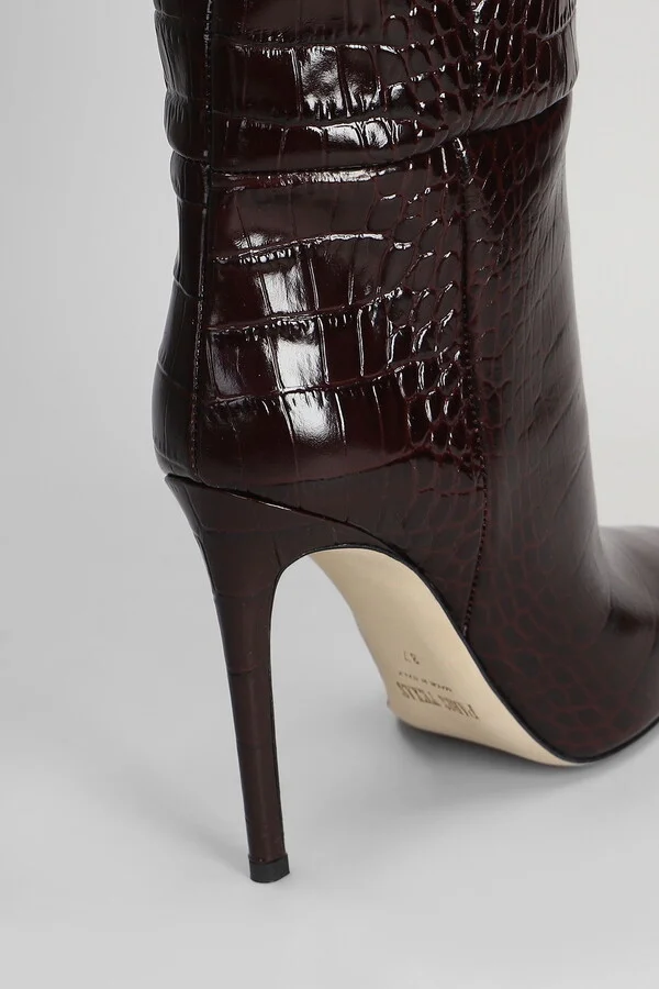 Stiletto Boot High Heels Boots In Bordeaux Leather - Image 5