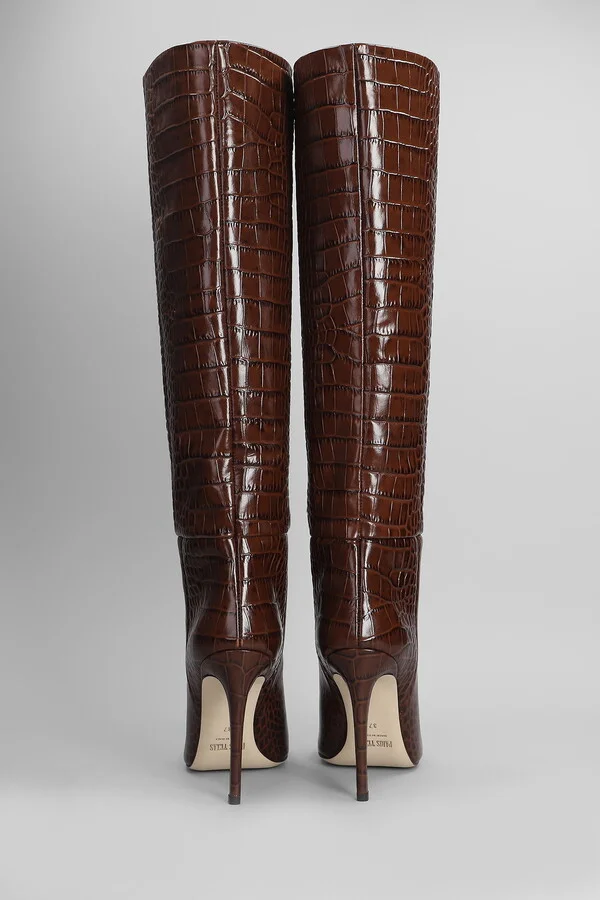 Stiletto Boot High Heels Boots In Brown Leather - Image 4