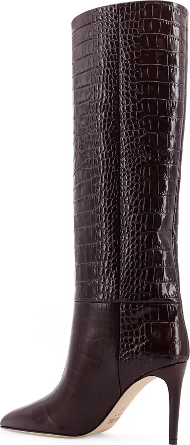 Stiletto Embossed Croco Leather Boots - Image 3