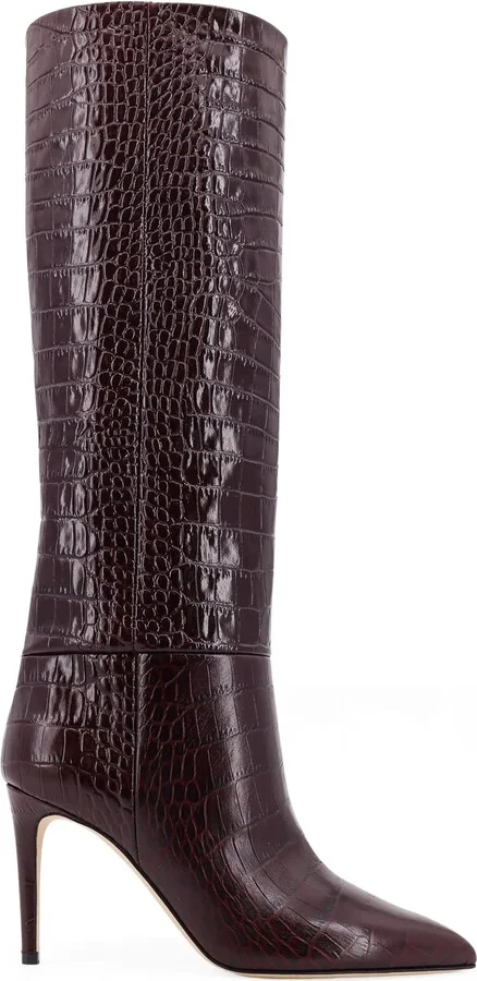 Stiletto Embossed Croco Leather Boots
