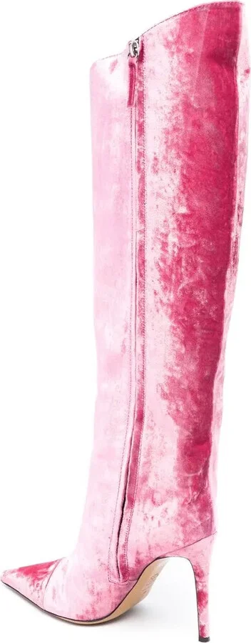Stiletto-Heel Velvet Boots - Image 3
