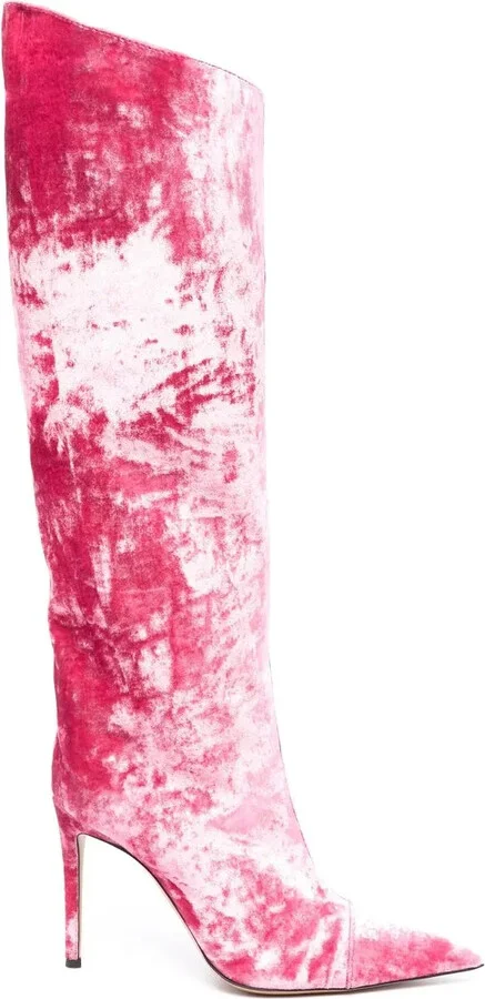 Stiletto-Heel Velvet Boots