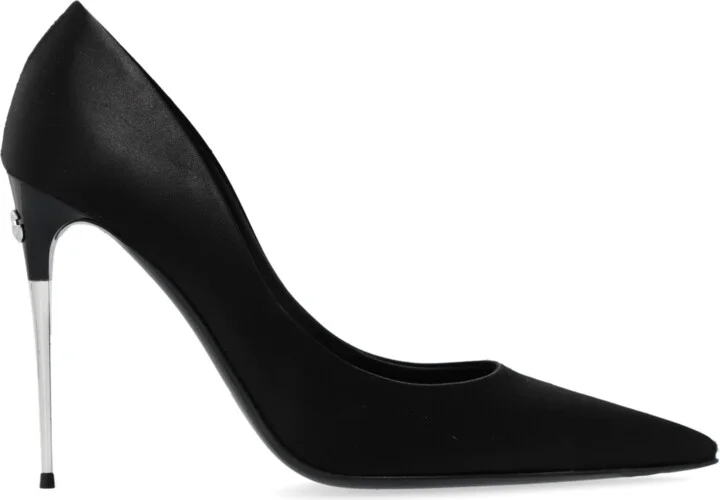 Stiletto Pumps On Decorative Heel, , - Black