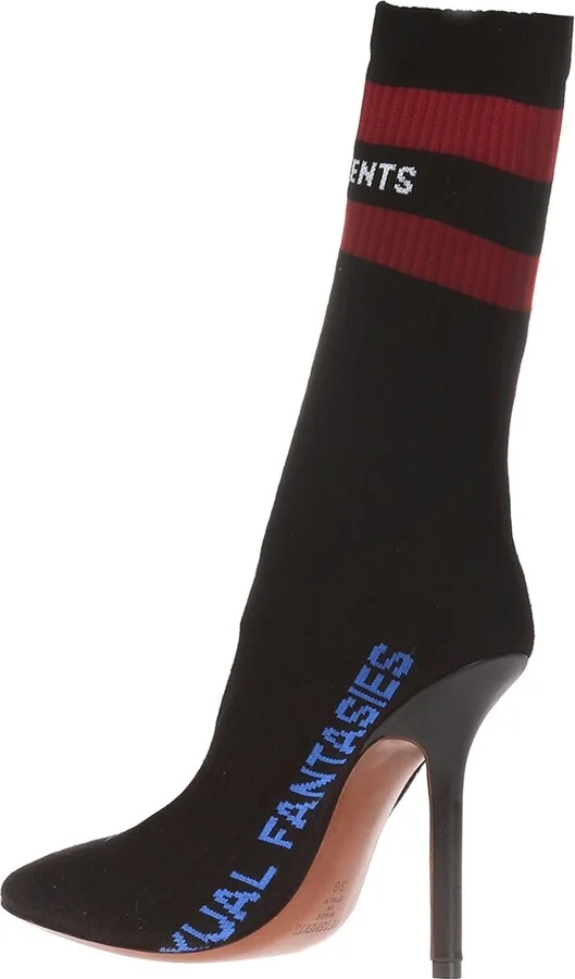 Stiletto Shoes With A Sock, , - Black - Image 2