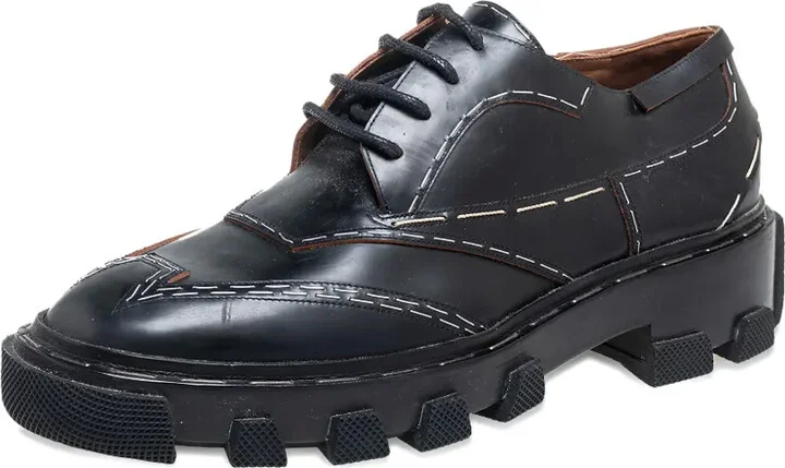 Stitch-Detail Leather Derby Shoes - Image 2
