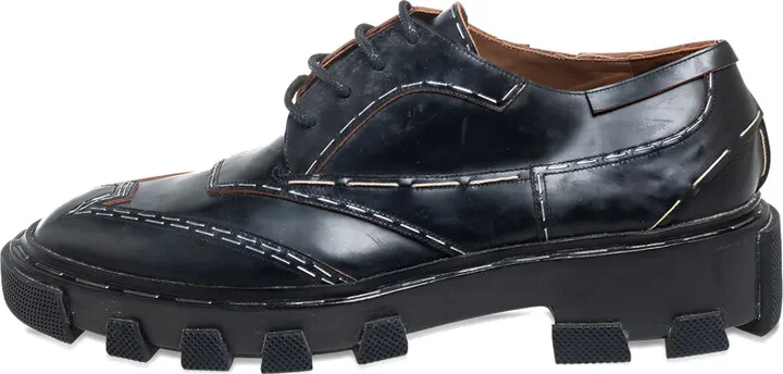 Stitch-Detail Leather Derby Shoes