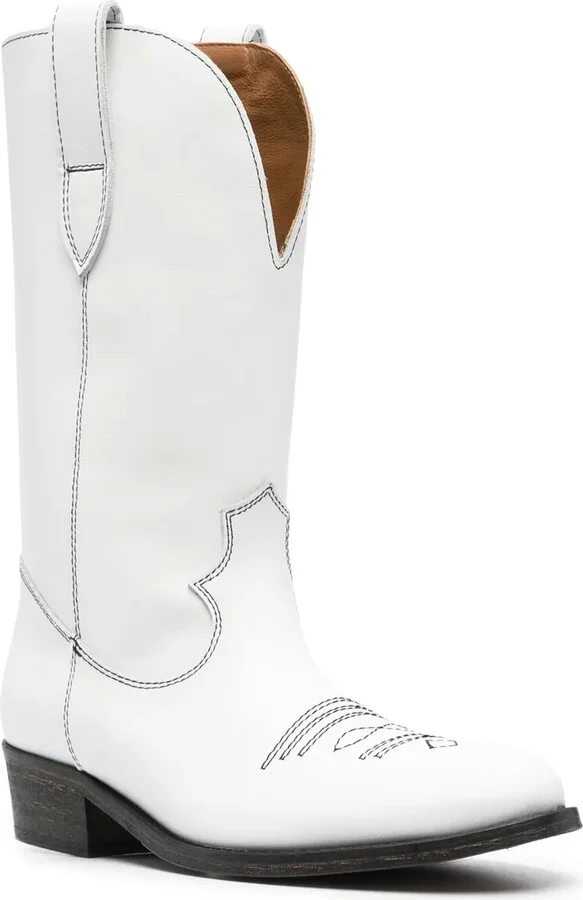 Stitch-Embellished Western Boots - Image 2