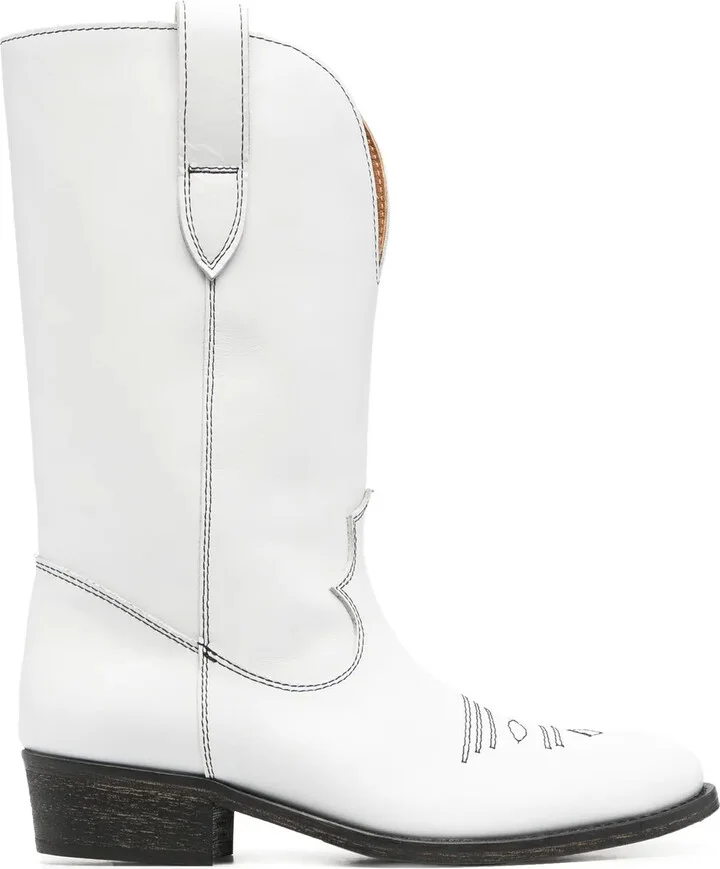 Stitch-Embellished Western Boots