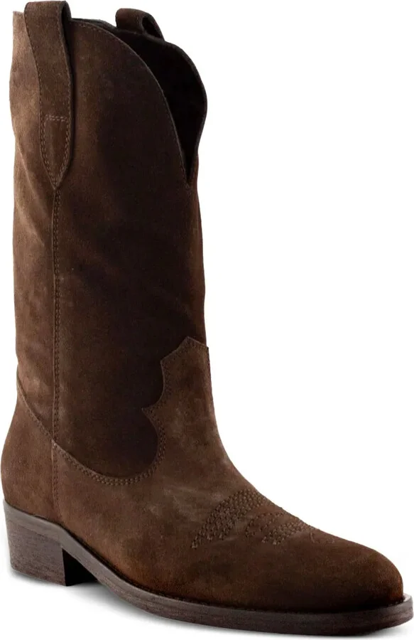 Stitched Suede-Leather Boots - Image 2