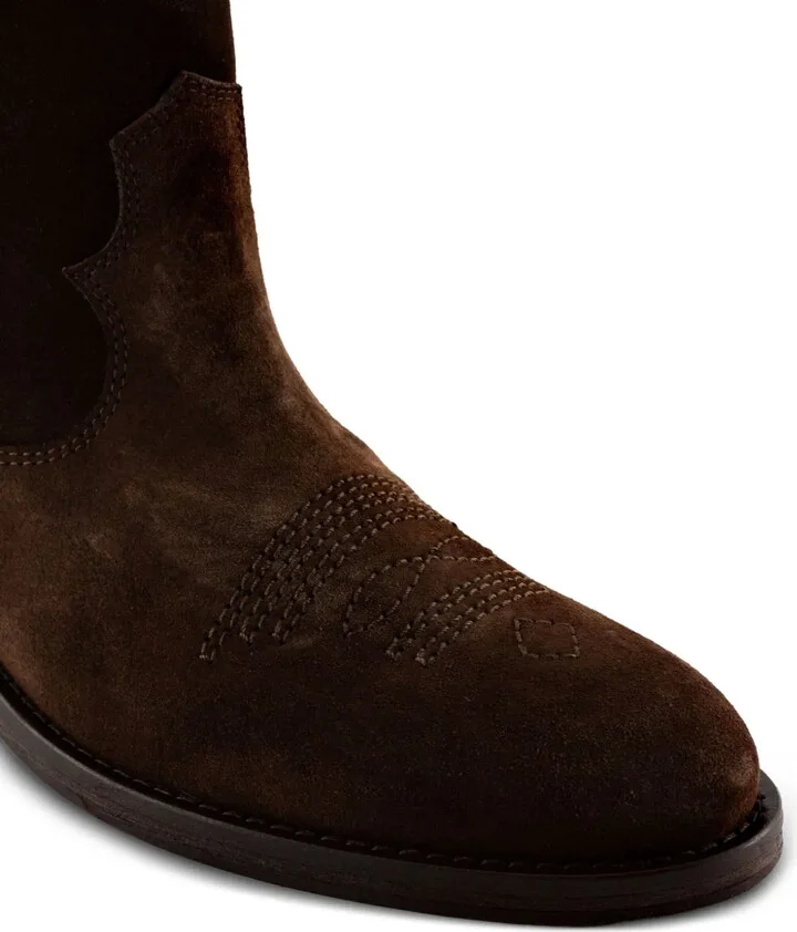 Stitched Suede-Leather Boots - Image 3