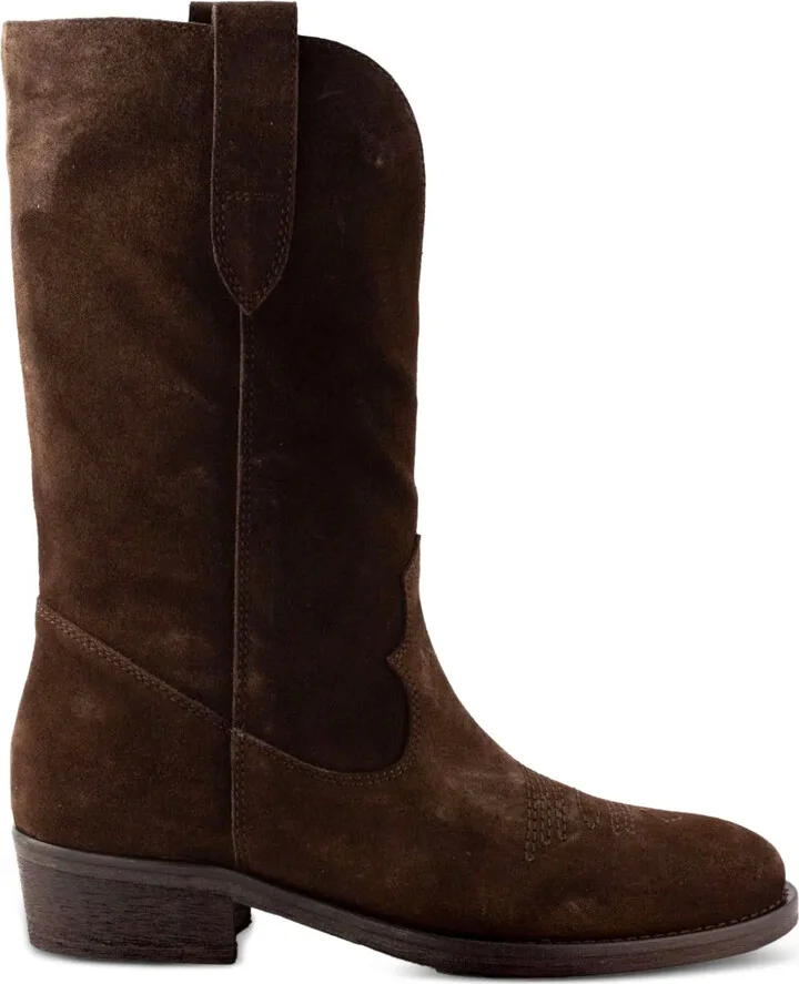 Stitched Suede-Leather Boots