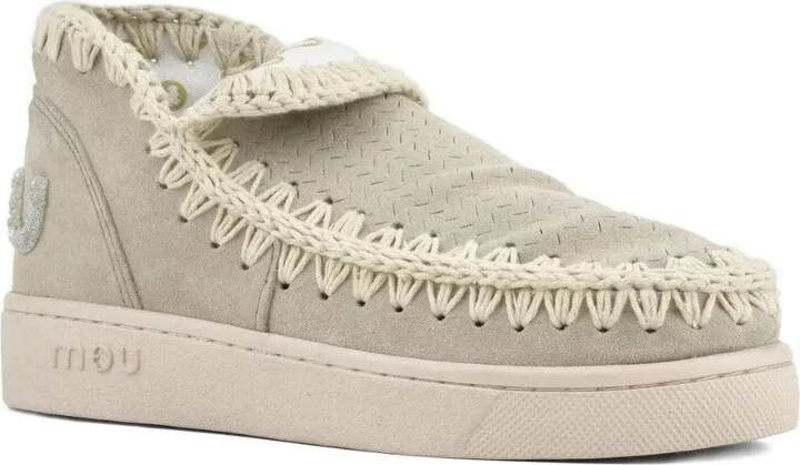 Stitching-Detail Suede Sneakers