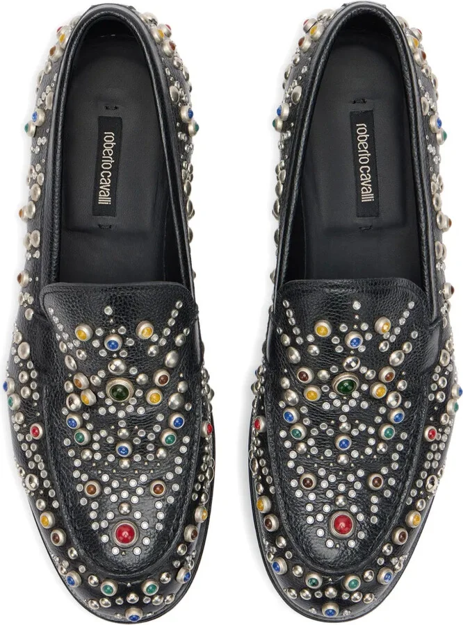 Stone-Studded Leather Loafers - Image 3