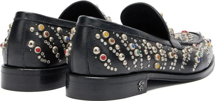 Stone-Studded Leather Loafers - Image 4