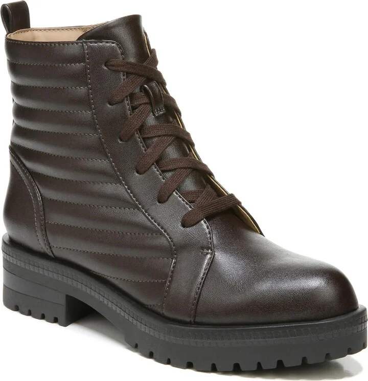 Stormy Womens Faux Leather Combat & Lace-up Boots