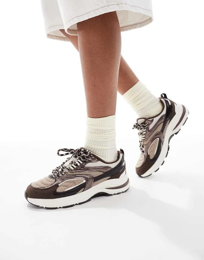 Stradivarius chunky sneakers in brown