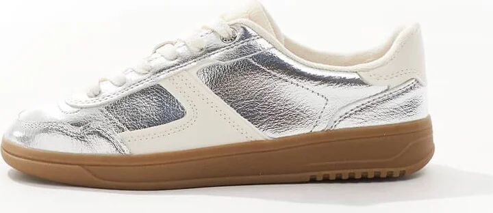 Stradivarius gum sole sneakers in silver - Image 2