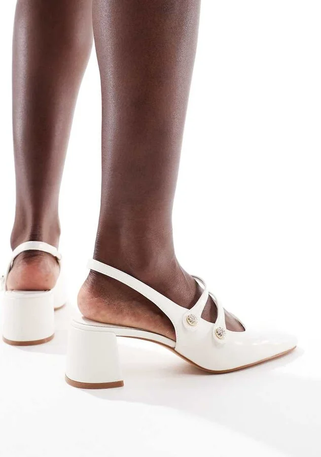 Stradivarius heeled mary jane in white - Image 4