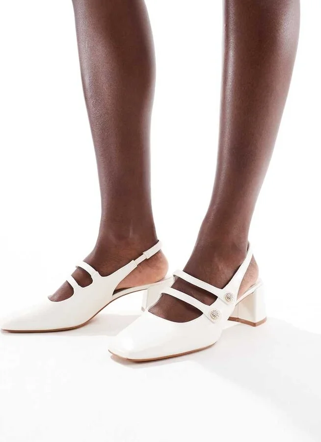 Stradivarius heeled mary jane in white