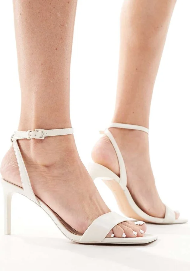 Stradivarius heeled sandal in white