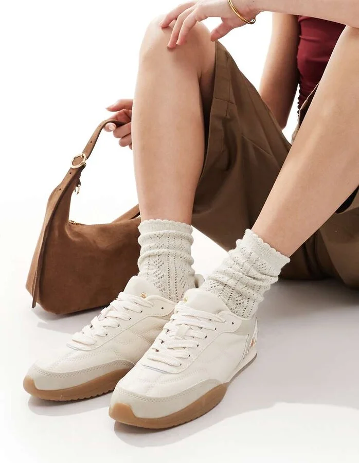 Stradivarius leather sneakers in cow print - Image 4