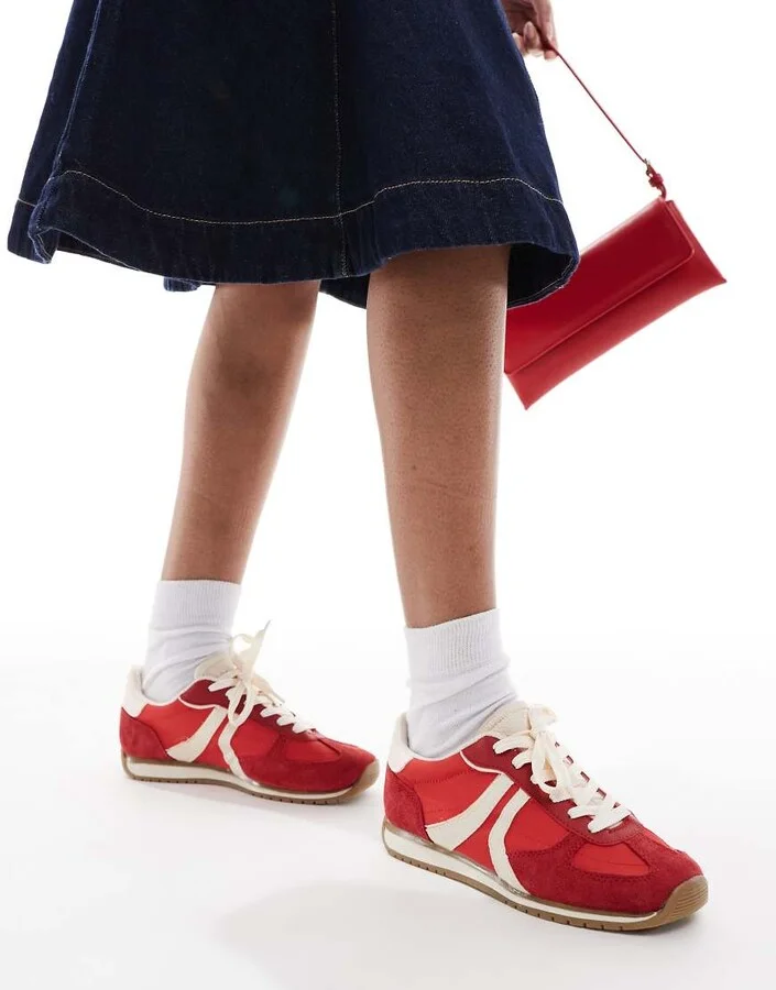 Stradivarius leather sneakers in red