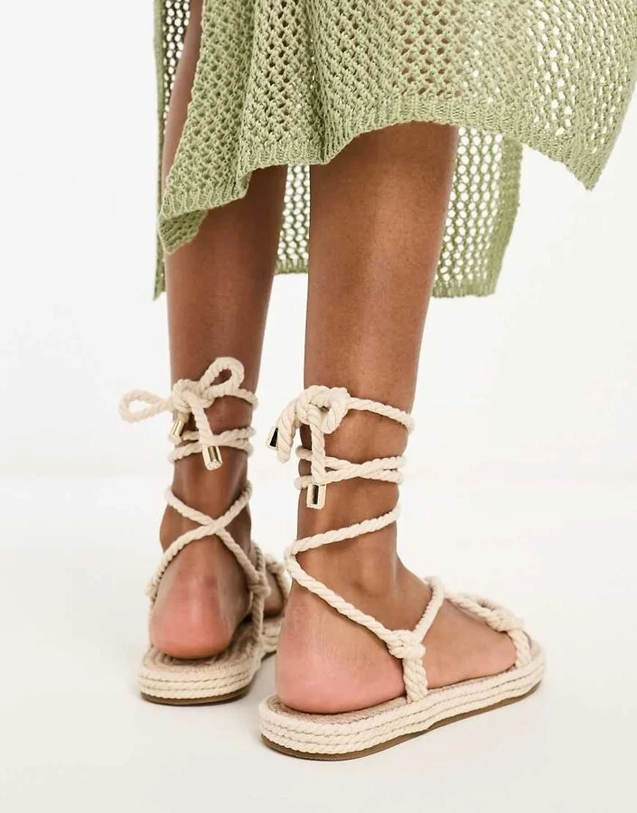 Stradivarius rope sandal in beige - Image 4