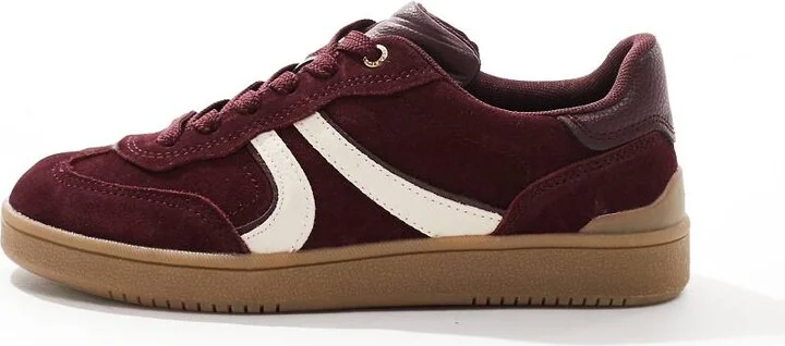 Stradivarius rubber sole leather sneakers in burgundy - Image 2