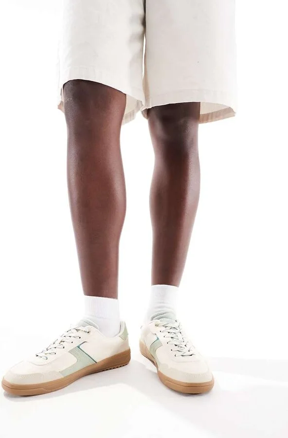 Stradivarius rubber sole sneakers in green - Image 3