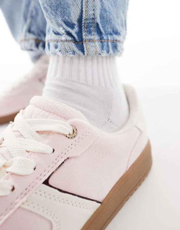 Stradivarius rubber sole sneakers in pink - Image 4