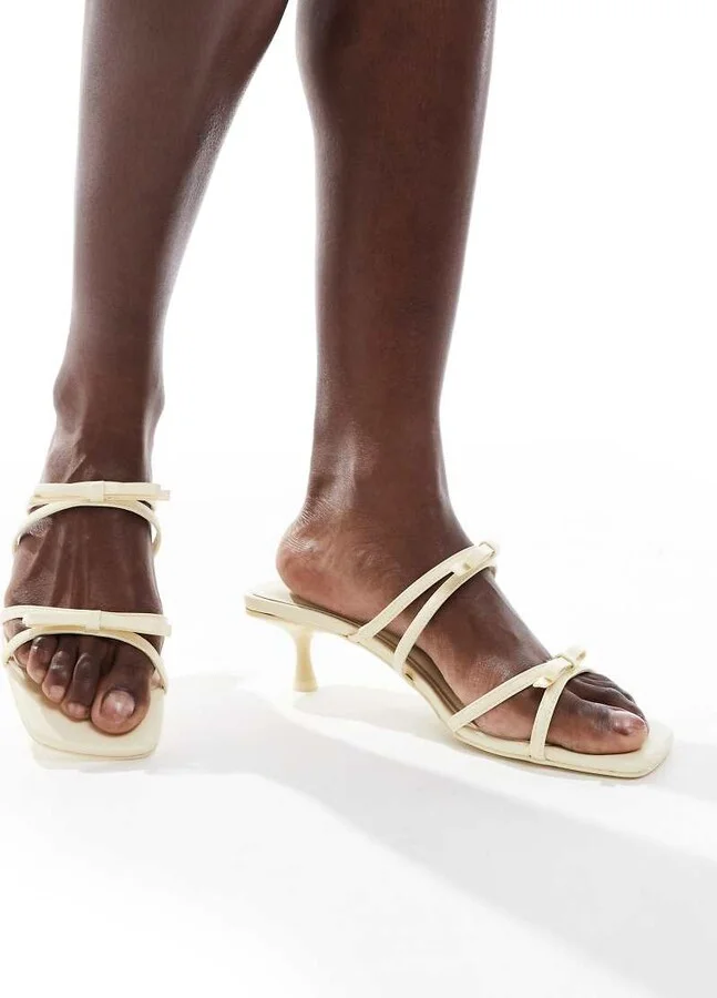 Stradivarius strappy kitten heels in butter