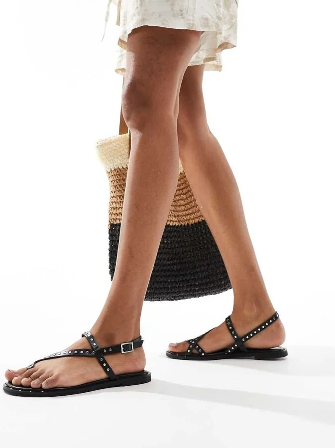 Stradivarius studded sandals in black - Image 2