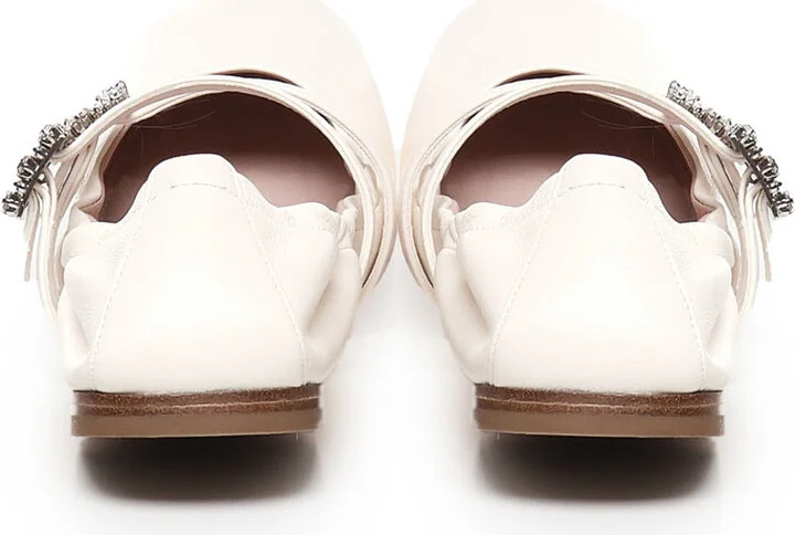 Strap Buckle Embellished Ballet Flats - Image 3