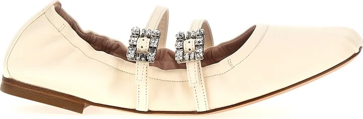 Strap Buckle Embellished Ballet Flats