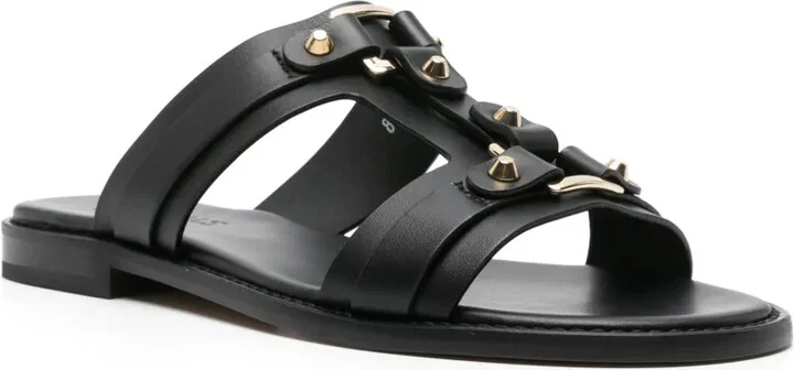 Strap-Detailing Leather Slides - Image 2