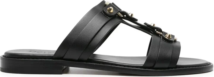Strap-Detailing Leather Slides