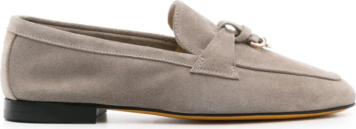 Strap-Detailing Suede Loafers