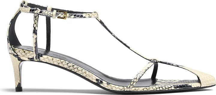 Strap Python-Effect Leather Sandals