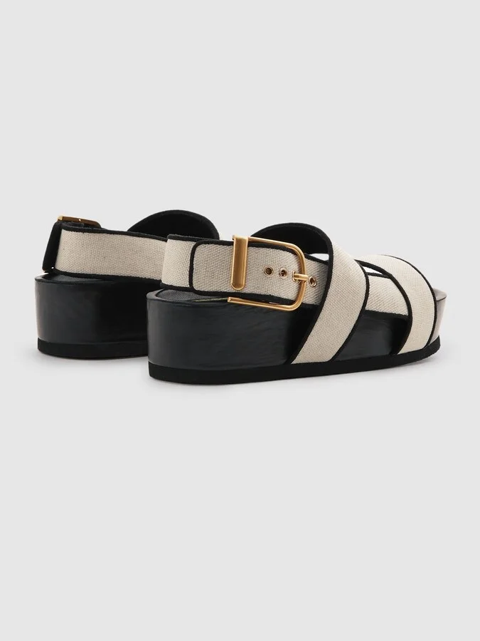 Strappy Chunky Canvas Sandals - Image 4