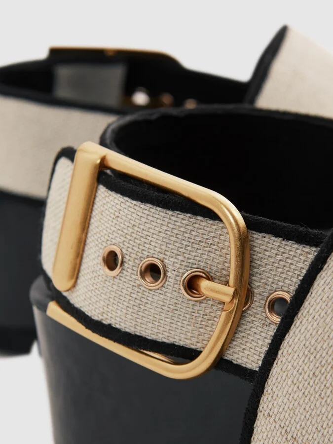Strappy Chunky Canvas Sandals - Image 5