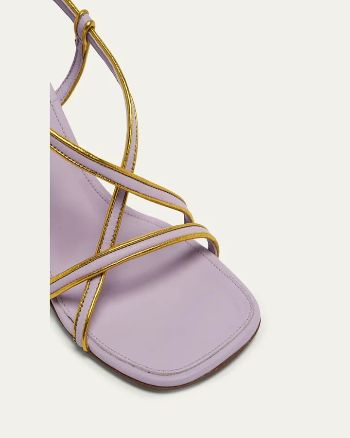 Strappy Curved-Heel Leather Sandals - Image 2