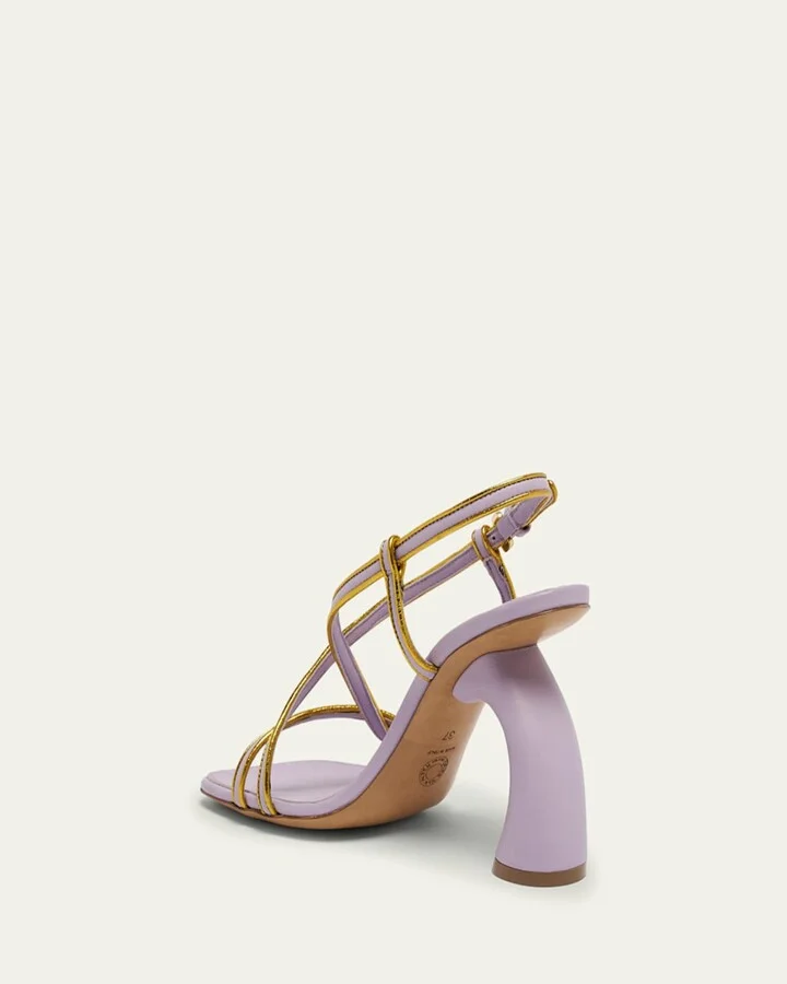 Strappy Curved-Heel Leather Sandals - Image 10